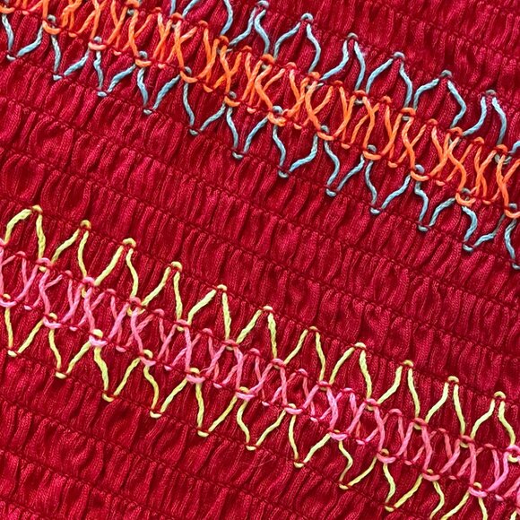 Heart and Hips Red Smocked Crop Top - Picture 4 of 4